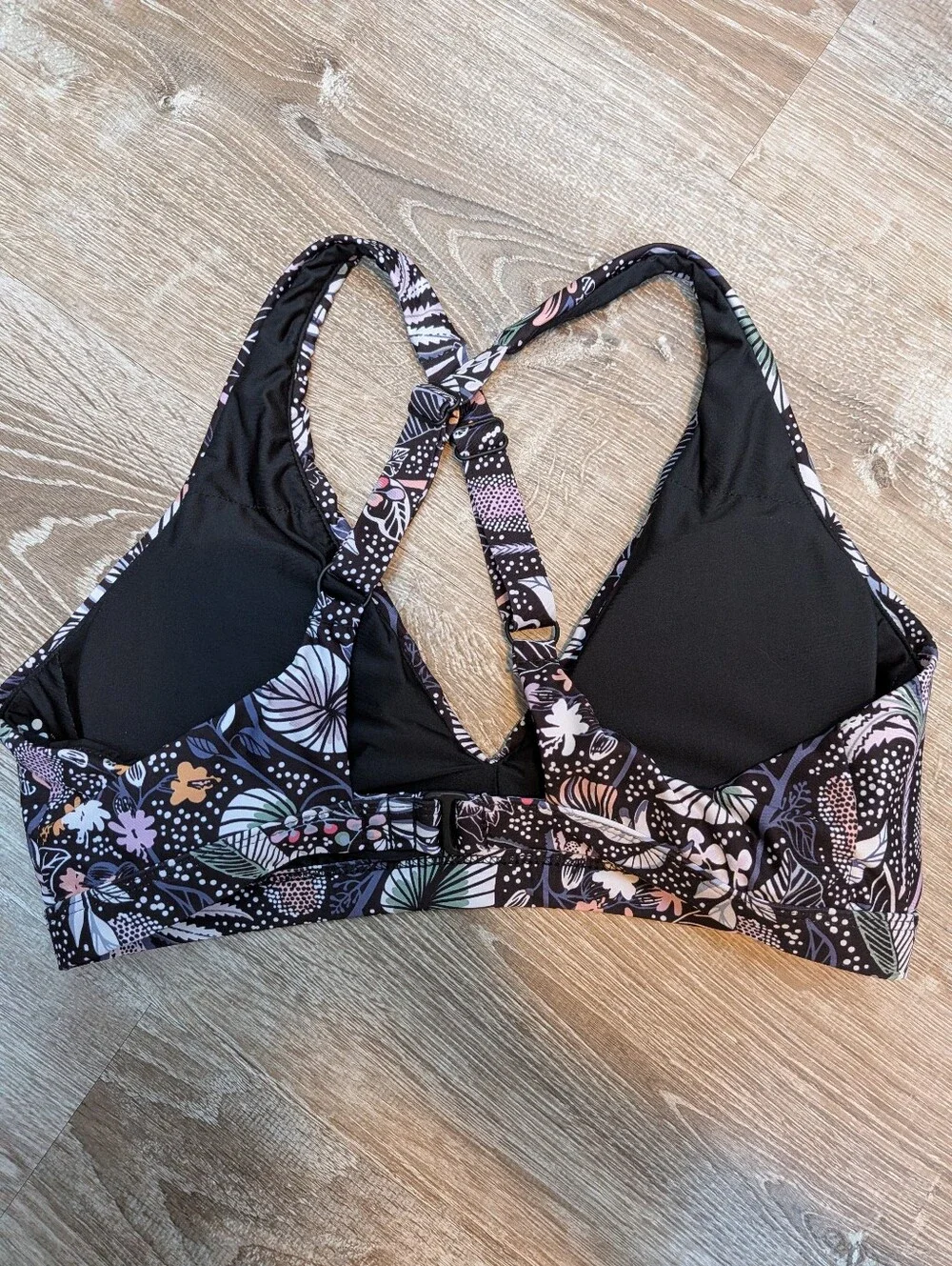 NWT Title Nine Better Bikini Top Alicante Black Tropical Floral Size Large D